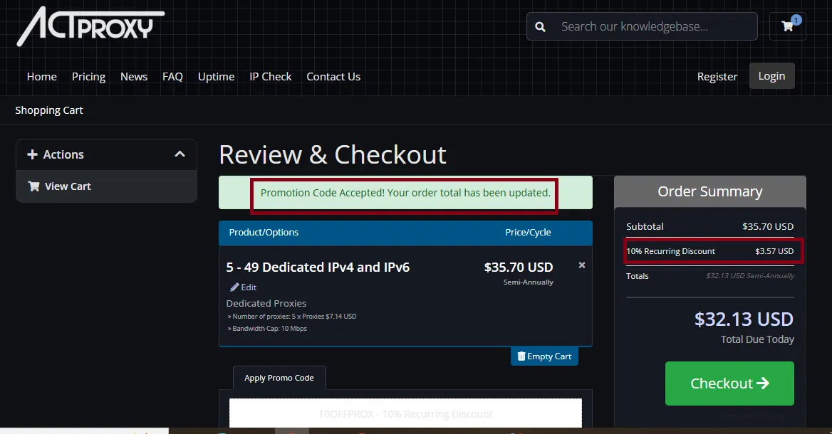Actproxy 10 percent off coupon code